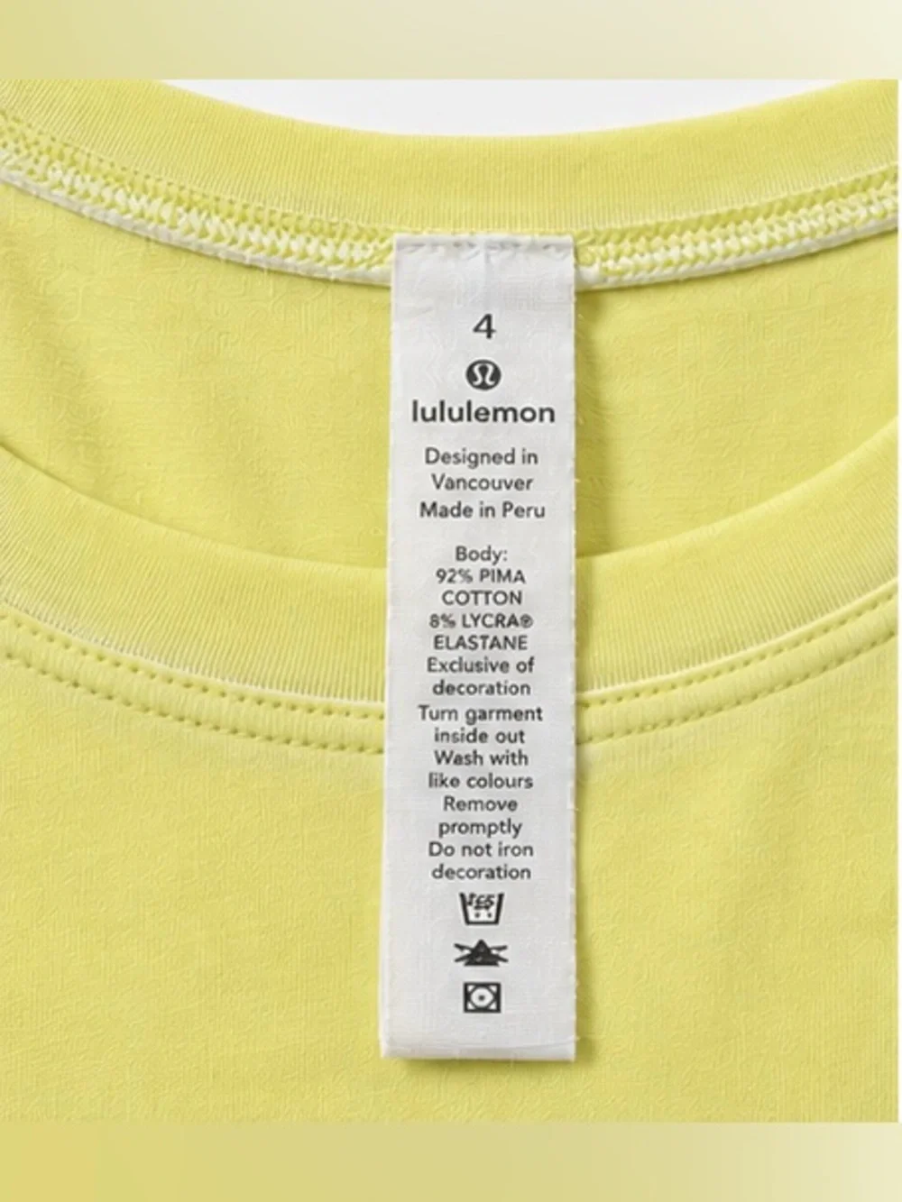 lululemon athletica Neon Yellow Cropped Tee